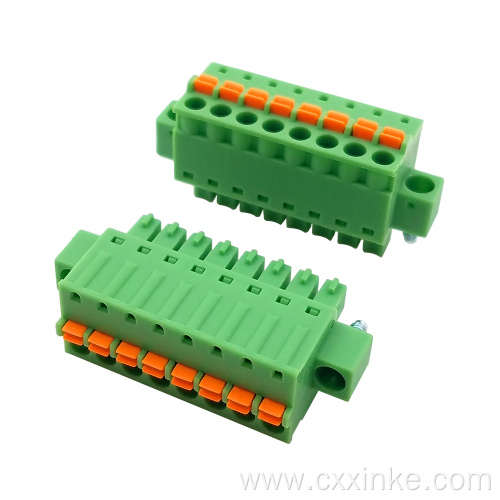 3.81MM pitch with flange spring-type push-in plug-in terminal block with ears